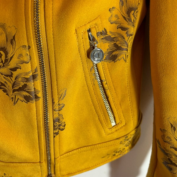 DESIGUAL Sz 38 Jacket Moto Style Floral Pattern Quilted Shoulders Unique Lining - Picture 6 of 16